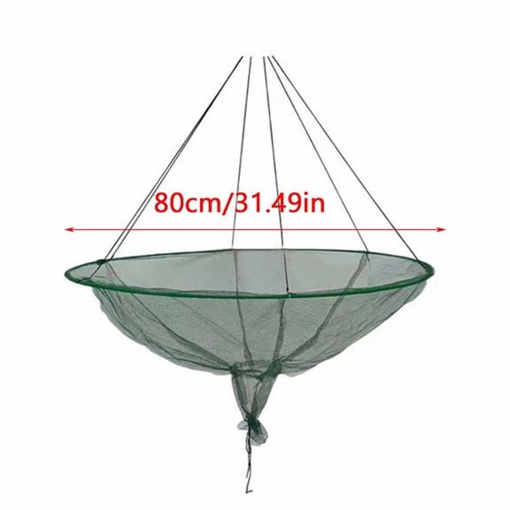 100/80CM Large Round Folding Drop Fishing Net Shrimp Catcher Tank Casting Network Fish Eels Trap Cage Prawn Bait Crab Netting