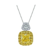 100% 925 Sterling Silver Crushed Ice Cut Citrine High Carbon Diamonds Gemstone Pendant Necklace Fine Jewelry