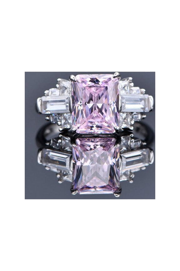 100% 925 Sterling Silver Crushed Ice Cut Lab Sapphire Citrine High Carbon Diamonds Wedding Engagement Ring