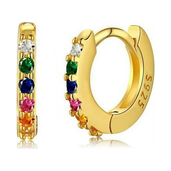 100% 925 Sterling Silver Cubic Zirconia Gemstone Small Hoop Earrings For Women Fine Jewelry Gifts