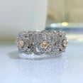 thumbnail image 1 of 100% 925 Sterling Silver Lab Sapphire Morganite High Carbon Diamonds Gemstone Wedding Band Fine Jewelry Ring, 1 of 7