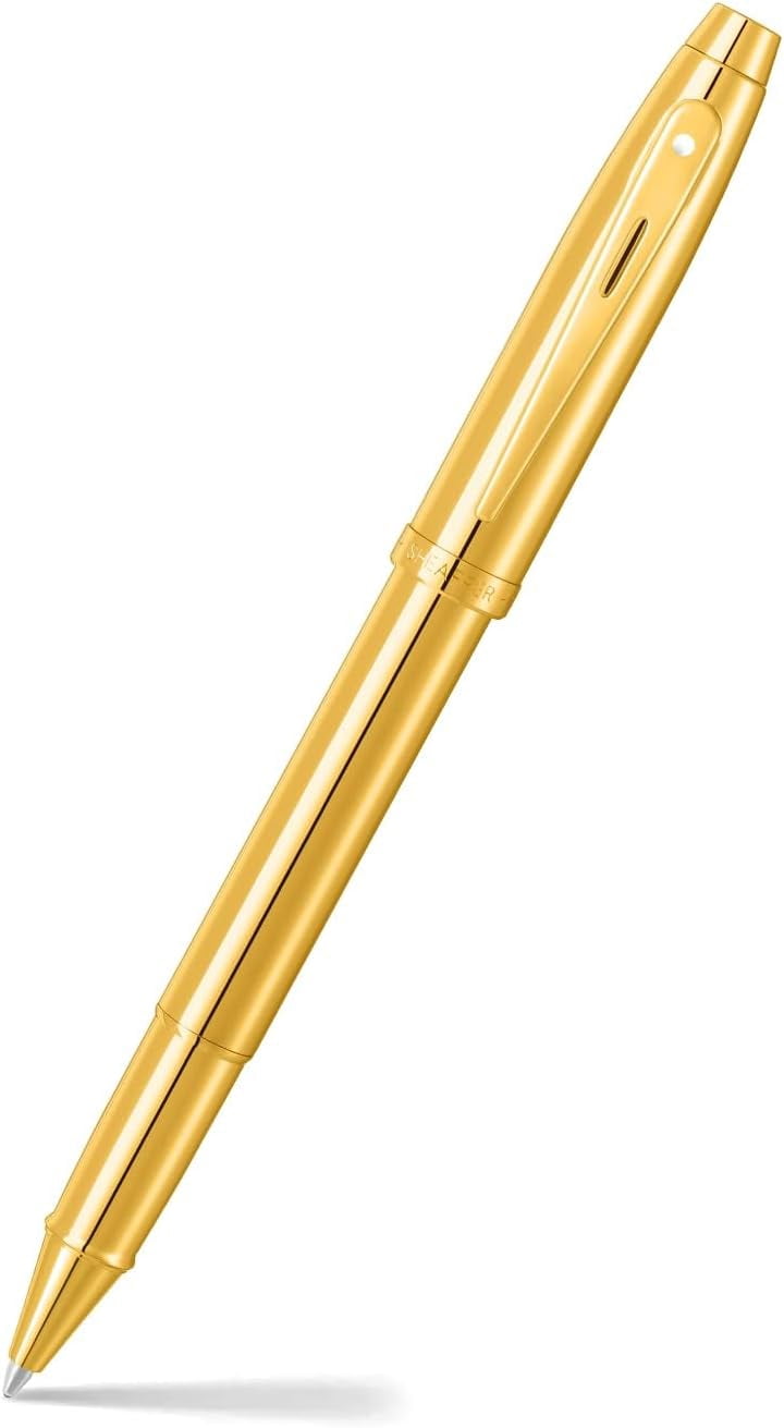 100 9372 Glossy PVD Gold Fountain Pen With Trim - Medium