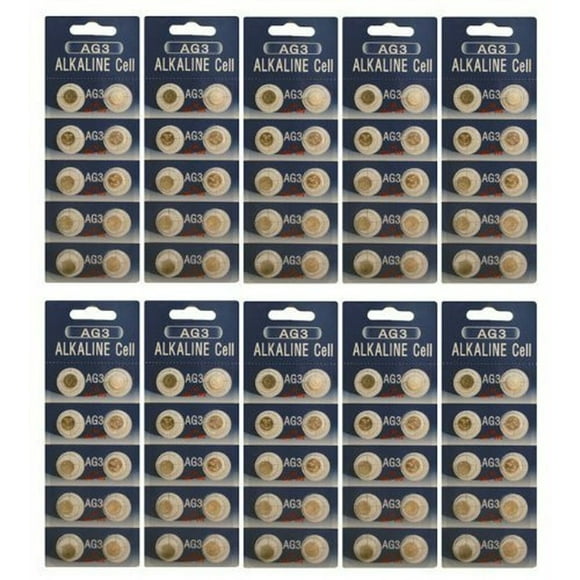 100 AG3 Batteries / LR41 Alkaline Button Cells, 1.5V, 10 Pcs Card by Powertron