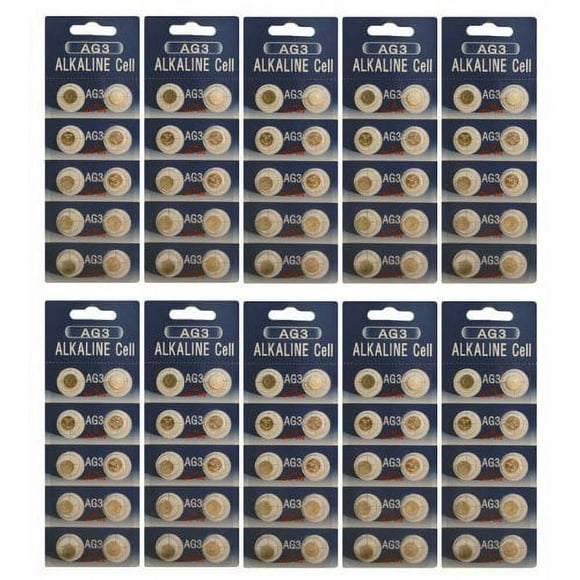 100 AG3 Batteries / LR41 Alkaline Button Cells, 1.5V, 10 Pcs Card