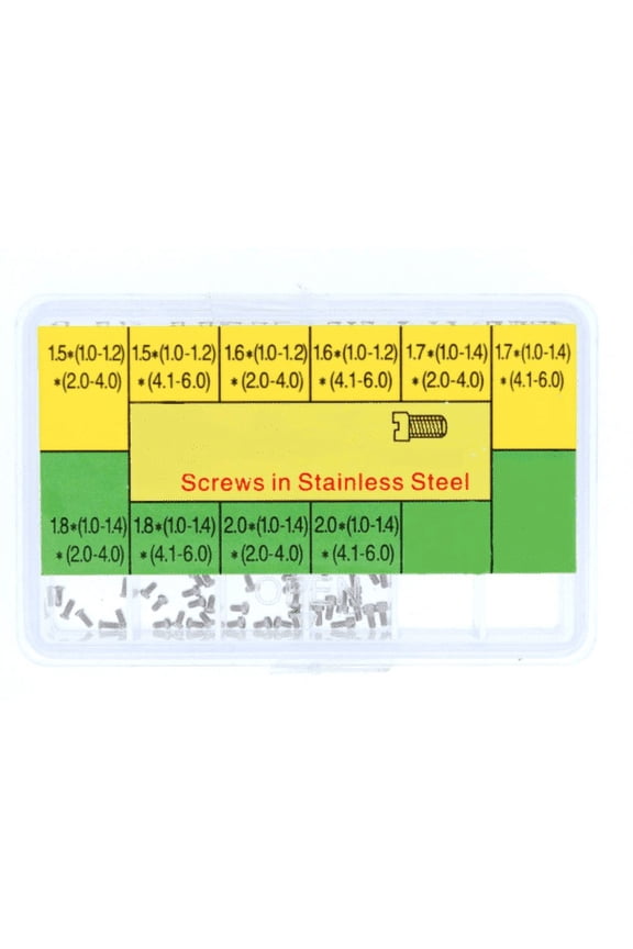 100 ASSORTMENT WATCH CASE BACK FLAT HEAD SCREW ASSORTMENT MENS LADY S/STEEL