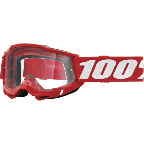 100% Accuri 2 Enduro Goggles with Dual Lens (OSFA, Red / Clear Lens)