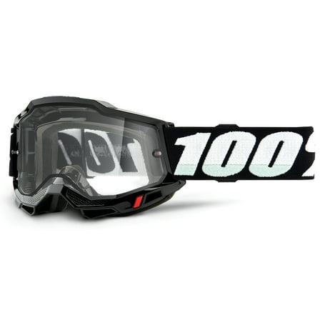 100 % Accuri 2 Enduro Moto Goggles (One Size Fits Most, Black / Clear Lens)