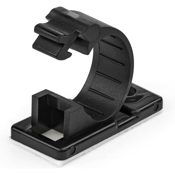 100 Adhesive Cable Management Clips Black - Network/Ethernet/Office Desk/Computer Cord Organizer - Sticky Cable/Wire Holders - Nylon Self Adhesive Clamp UL/94V-2 Fire Rated, TAA