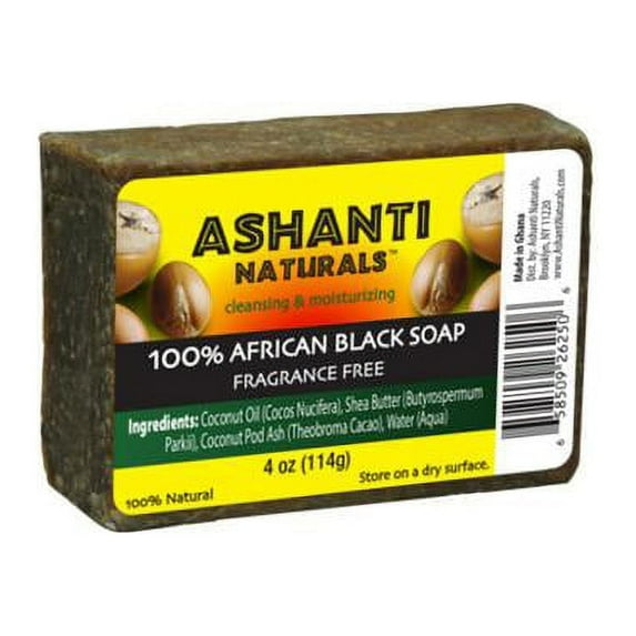 100% African Black Soap Bar - Fragrance Free