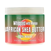 RA COSMETICS Whipped Shea Butter with Mango Extract – 100% Unrefined Shea Body Butter from Ghana – Moisturizes Skin, Nourishes & Conditions Hair, Scalp – Softens and Smooths Lips, Hands & Feet – 12oz