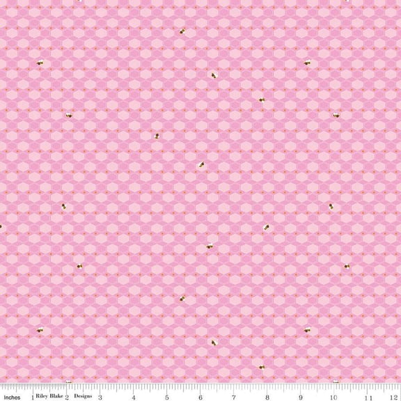 100 Aker Woods Honey Hex Pink Cotton Fabric