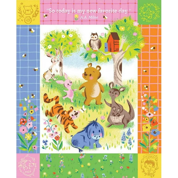 100 Aker Woods My Favorite Day Panel Cotton Fabric