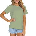 thumbnail image 1 of 100% Ammonia Ice Silk Cotton Women's Short Sleeve Round Neck T-shirt, 1 of 18