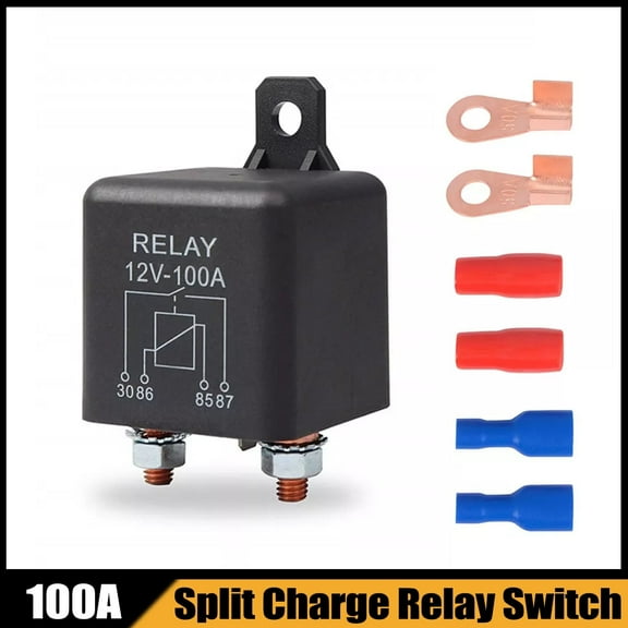 AUTOXBERT 100 Amp DC 12V Split Charge Relay Switch Heavy Duty for Car Van Boat 4 Pin Control Battery Replace