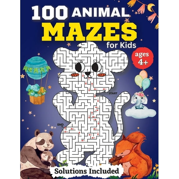 100 Animal Mazes for kids for Kids Ages 4-8: Fun Mazes and Coloring for Preschool, Kindergarten, and School-Age Children, (Paperback)