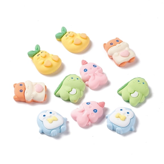 100 Animal Theme Resin Charms - Flatback Fox Dinosaur Unicorn Slime for DIY Decor Crafts