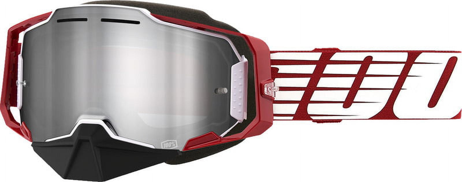 100% Armega Oversized Red Silver Mirror Snow Goggles