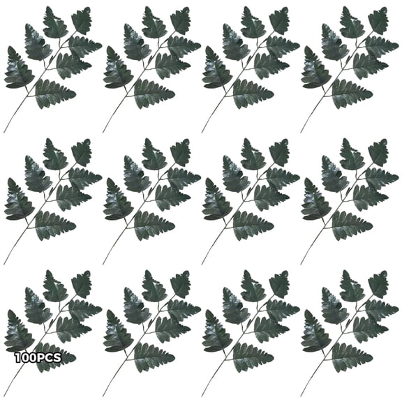 100 Artificial Green Leaves, Bulk Silk Rose Leaves, DIY Wedding Bouquet Centerpiece, Bridal Party Decor, Rose Vine Wreath Material (Dark Green, 40cm)