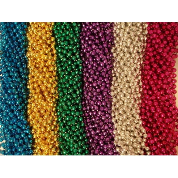 MGMB Mardi Gras Multicolor Necklace, Plastic, 100 Pieces