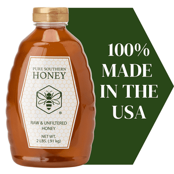 100% USA-Made Raw Unfiltered Honey, Pure Southern Honey [2 lb], All-Natural Sweetener-Squeeze Bottle