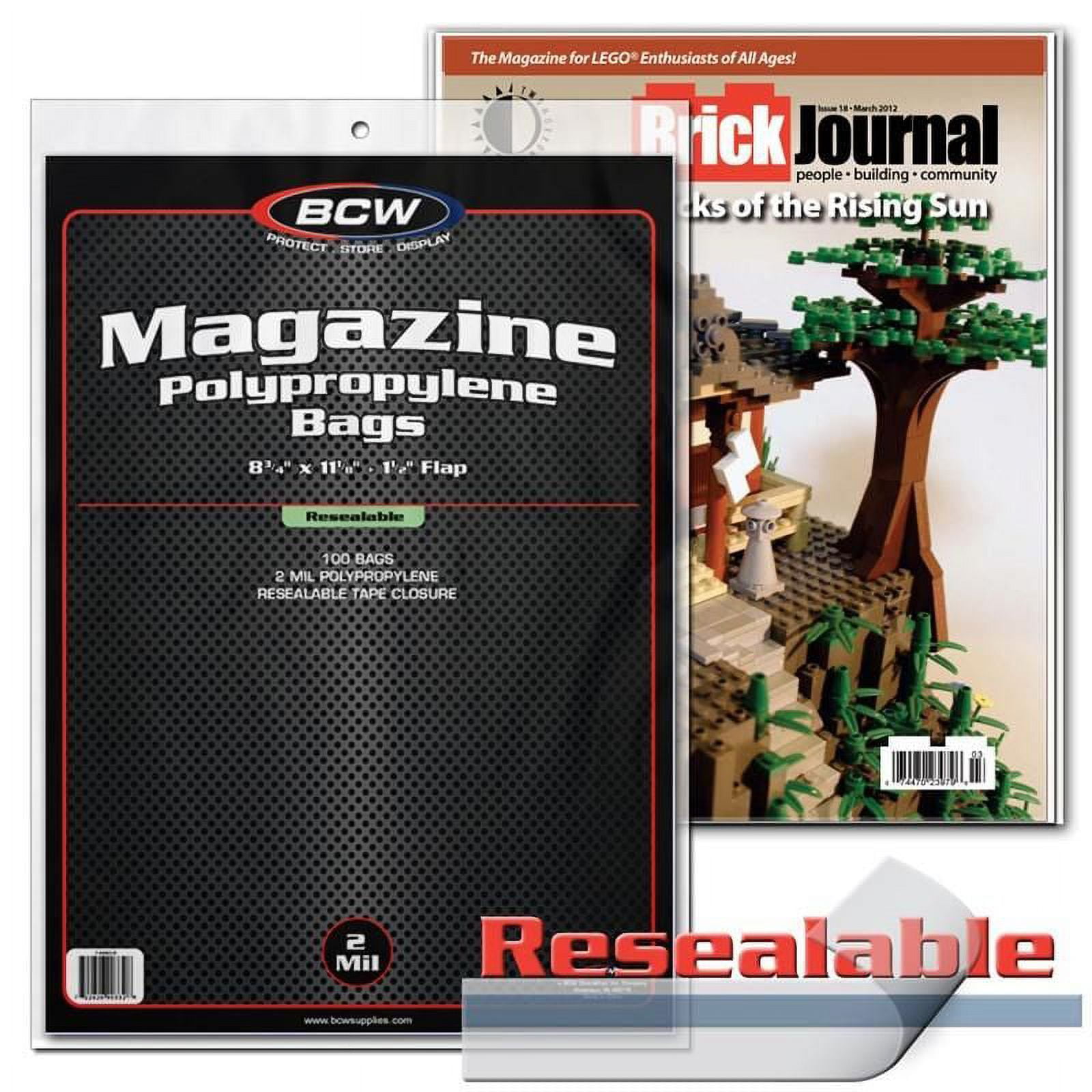 100 BCW MAGAZINE RESEALABLE BAGS - 8 3/4 x 11 1/8 