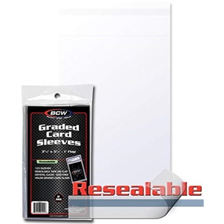 100 BCW RESEALABLE GRADED Baseball CARD Poly SLEEVES 3 3/4 x 5 1/2