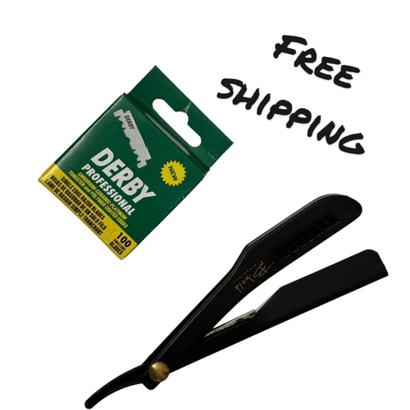 100 BLADES + CLASSIC STAINLESS STEEL STRAIGHT EDGE BARBER RAZOR SALON SHAVING