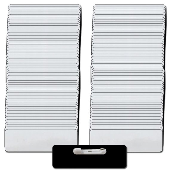 100 BLANK 1 X 3 SILVER NAME BADGE KIT (A) TAGS 1/8" CORNERS PINS CLEAR LABELS