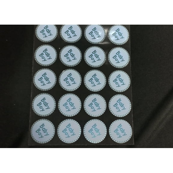 100 Baby Boy Print Round Envelope Seal Stickers 1 inch Diameter