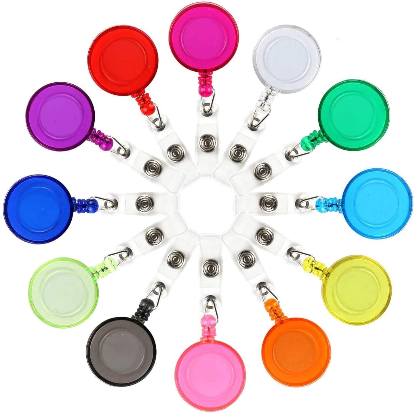 100 Badge Reels Retractable Badges Holder For Id Card Keychain Whistles Lanyards School Office (assorted Color)