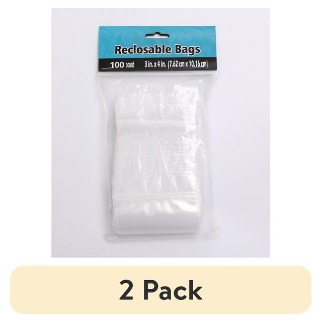 (2 pack) 100 Baggies W 3"X4" H Small Reclosable Seal Clear Plastic Poly Bag