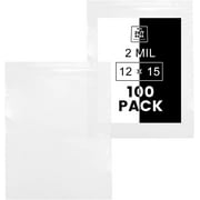 12 X 15 100 Bags 2 Mil Clear Reclosable Zip Plastic Poly Bags with Resealable Lock Seal Zipper