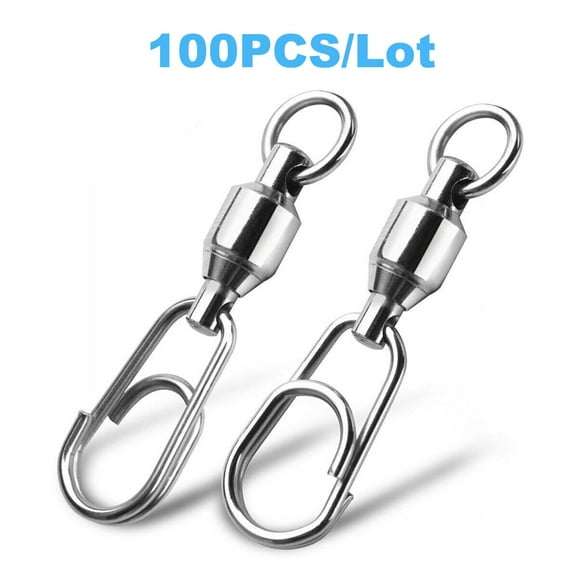100 Ball Bearing Fishing Swivel Fast Snap Split Ring Quick Clip Connector 220lb