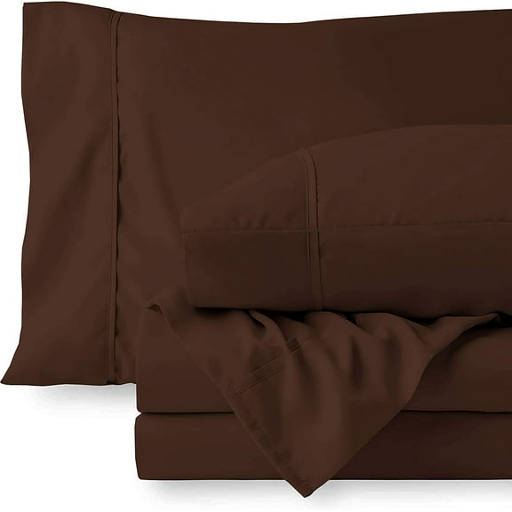 100% Bamboo 3 Piece Fitted Sheet Set, 15" Deep Pocket, ( 1 Piece Fitted sheet and Two Pillowcases ), 100% Organic Bamboo - Queen Size - Chocolate Solid.