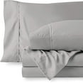 thumbnail image 1 of BEDDING BEGS-3 Piece Fitted Sheet Set-Fitted Sheet with 16" Deep Pocket, 100% Organic Bamboo-Full Size-Light Gray Solid., 1 of 4