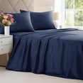 thumbnail image 1 of CGK Linens 4-Piece Luxury Bamboo Cooling Sheet Set - King Size 100% Bamboo Derived Rayon Premium Bed Sheets, Navy Blue, 1 of 7