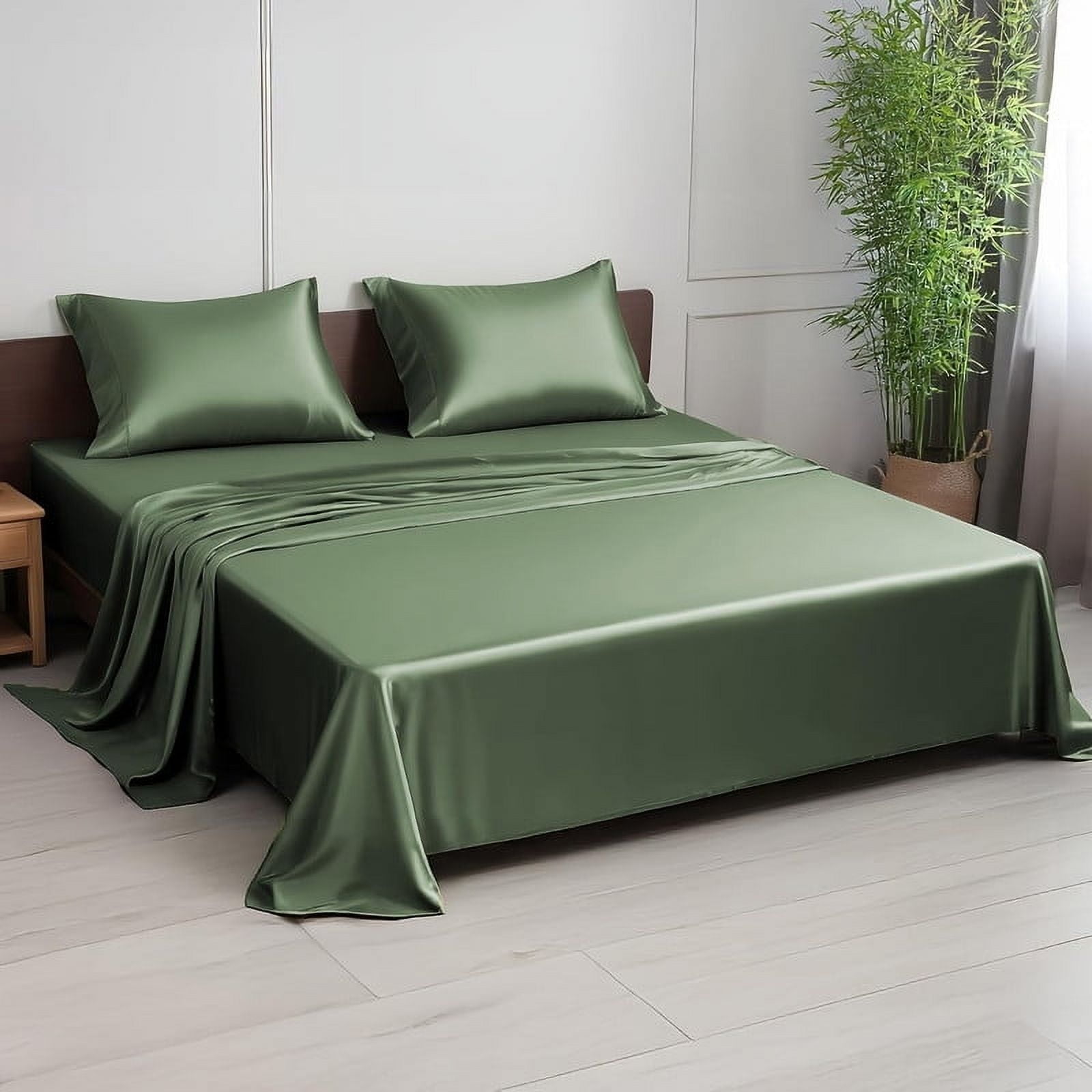 100% Bamboo California King Sheet Set - Ultra Soft, Breathable & Cooling, Ideal for Hot Sleepers, 16" Deep Pocket, Hotel Luxury Bedding (Avocado Green)