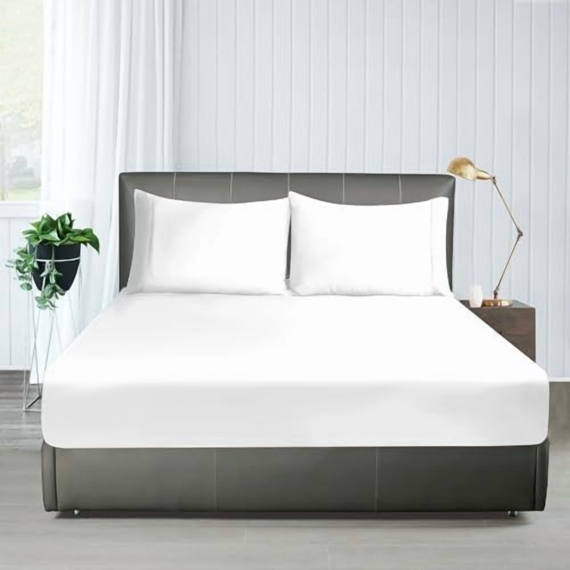 Shunjie.Home Queen Size Flat Sheet - 400 TC 100% Egyptian Cotton, Wrinkle & Stain Resistant, Dark Gray
