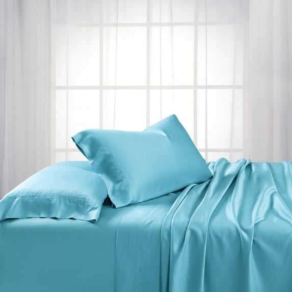 100% Bamboo Sheets Woven at 600 Thread Counts, Softest Sheet Set with Deep Pockets -King Size-Aqua