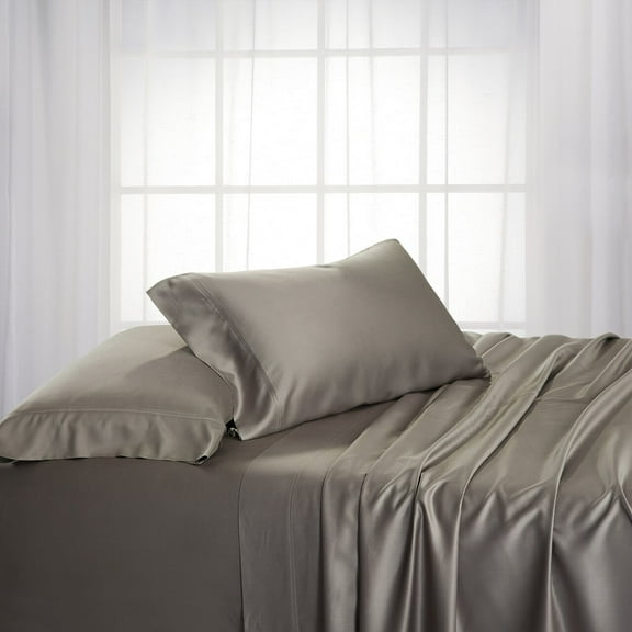100% Bamboo Sheets Woven at 600 Thread Counts, Softest Sheet Set with Deep Pockets -Queen Size-Gray
