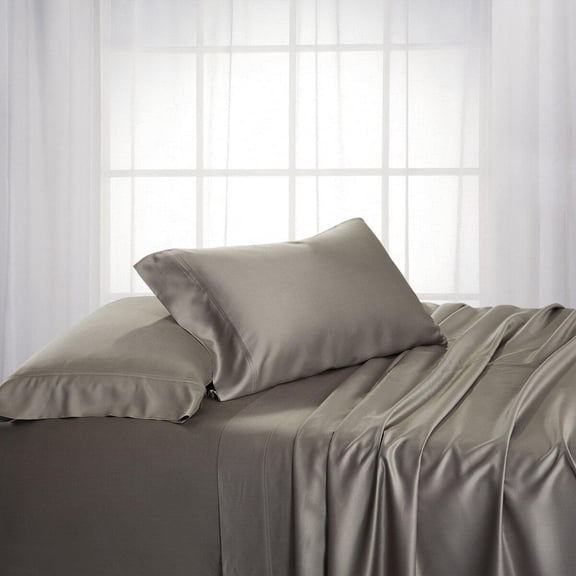 100% Bamboo Sheets Woven at 600 Thread Counts, Softest Sheet Set with Deep Pockets -Queen Size-Gray