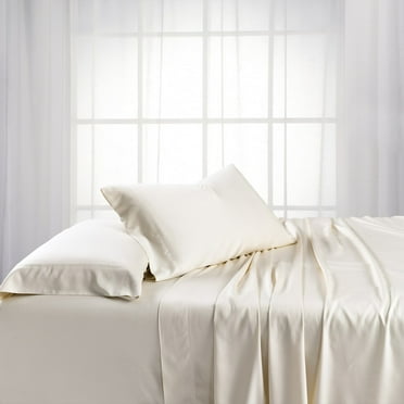 100% Bamboo Sheets Woven at 600 Thread Counts, Softest Sheet Set with Deep Pockets -Split King Size-Ivory