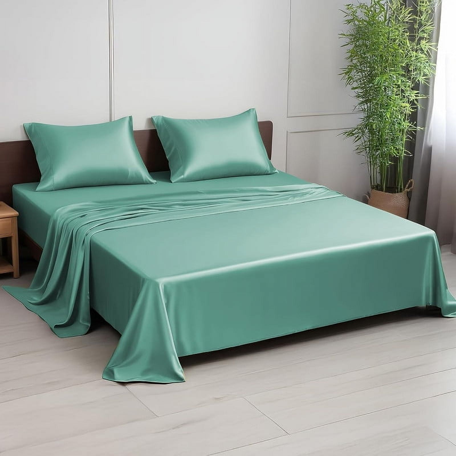 100% Bamboo Split King Sheet Set - Ultra Soft, Breathable & Cooling, Ideal for Hot Sleepers, 16" Deep Pocket, Hotel Luxury Bedding (Aqua)