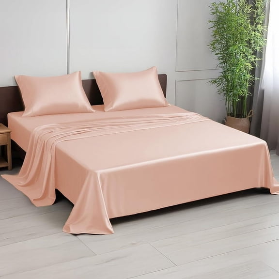 100% Bamboo Twin XL Sheet Set - Ultra Soft, Breathable & Cooling, Ideal for Hot Sleepers, 16" Deep Pocket, Hotel Luxury Bedding (Rose Gold)