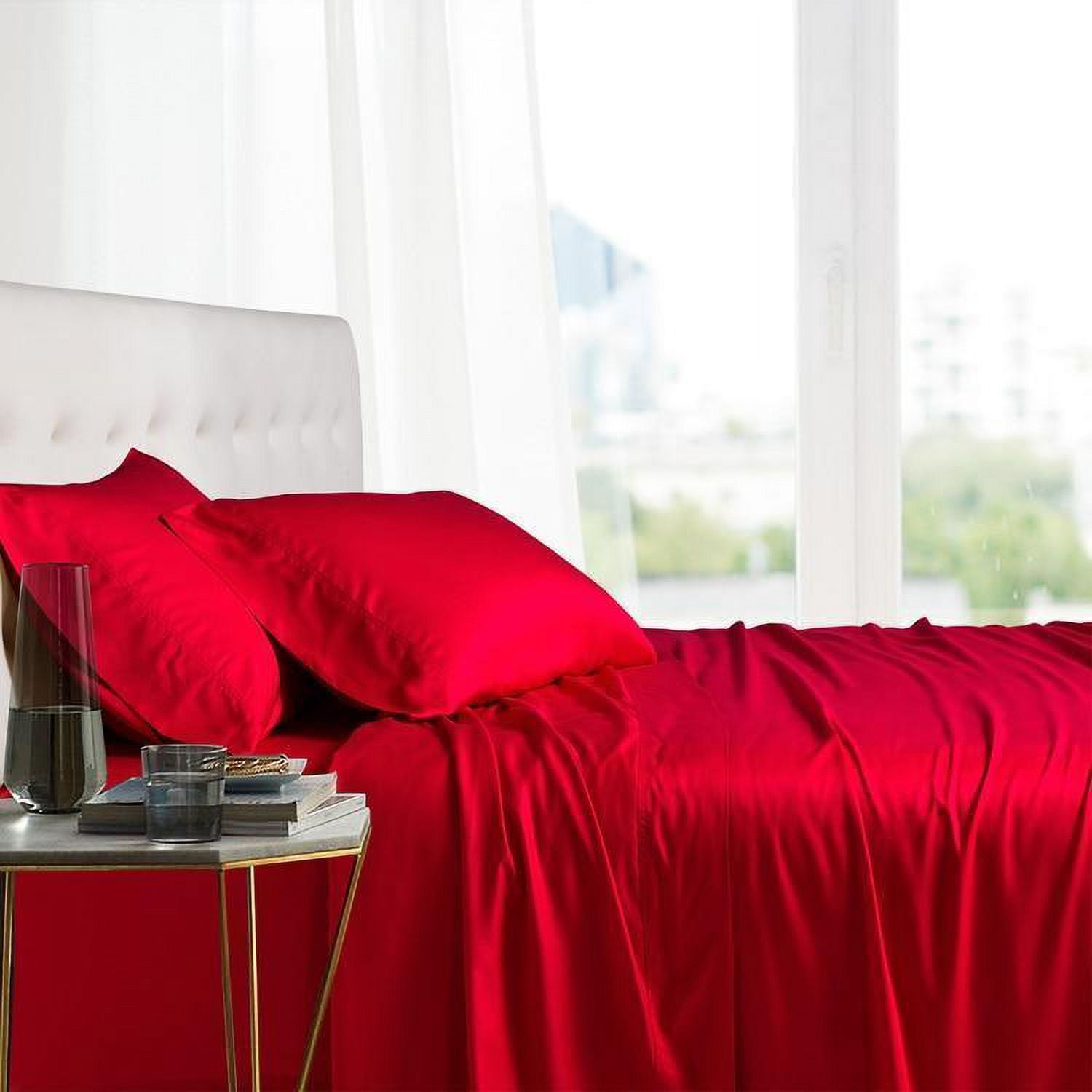 Queen Red Bamboo Viscose Sheet Set