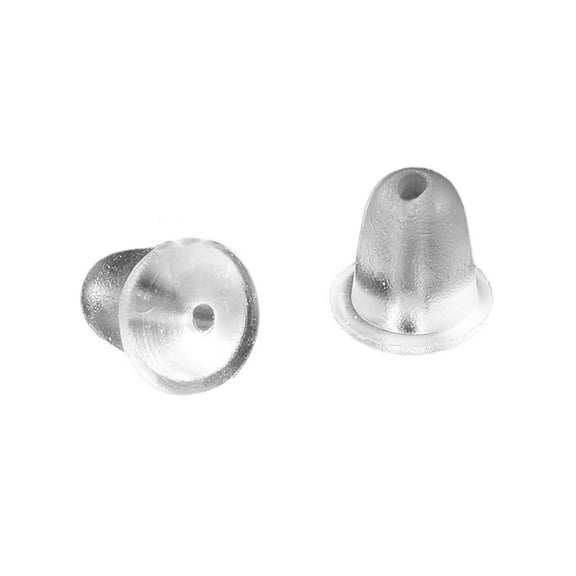 100 BdBeads Clear Hypoallergenic Soft Plastic Bullet Earring Backs Replacement for Post & Stud Earrings