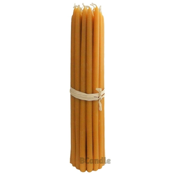 100% Beeswax 6-Hour Candles (Set of 24) Organic Hand Made - 11 Inches Tall, 1/2 Inch Thick; Tapers