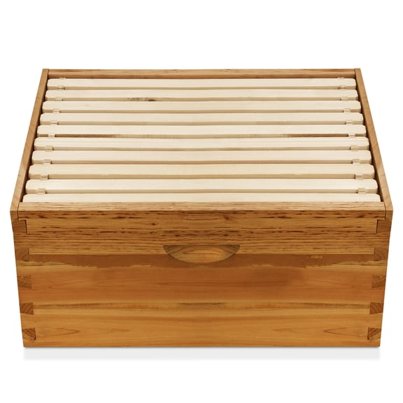 100% Beeswax Beehive 10 Frame Kit Super Box and 10 Deep Frames with Foundations for Langstroth Beekeeping
