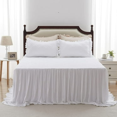 Mini Crib Ruffle Bed Skirt - 24"x38" With 10" Drop Dust Ruffle For Baby Nursery, White Microfiber