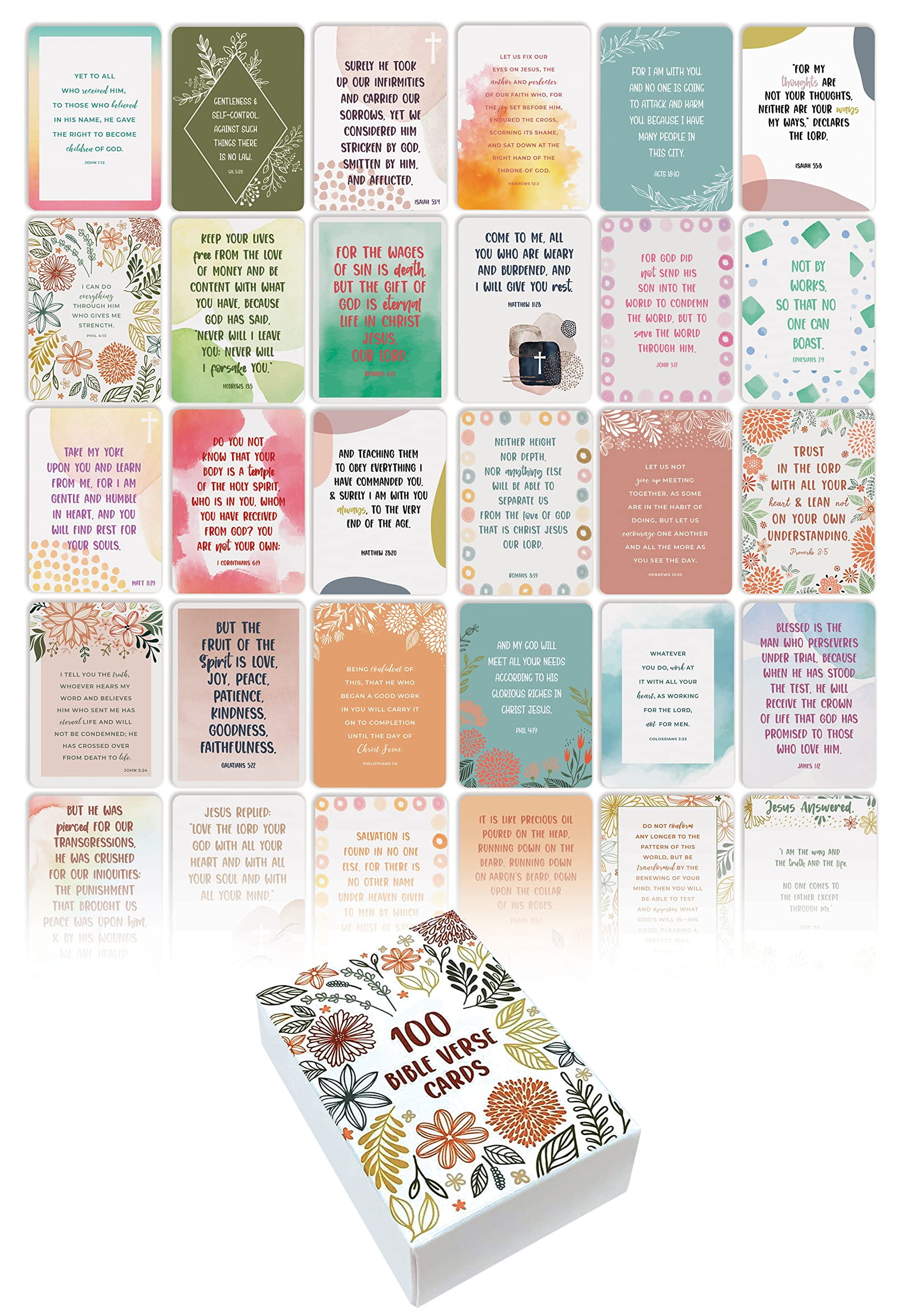 100-bible-verse-encouragement-cards-old-new-testament-100-unique-designs-by-better-office-products-inspiration-motivation-affirmation-card-deck-2-5-x-3-5-playing-card-size-walmart-com for Bible Trading Cards Free Printable 100 Bible Verse Encouragement Cards, Old & New Testament, 100 Unique Designs, by Better Office Products, Inspiration Motivation Affirmation Card Deck, 2.5
